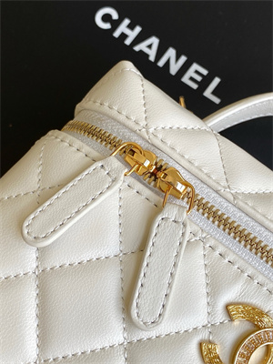 Chanel Vanity With Chain Shinny Lambskin , Strass & Gold-Tone Metal White AP4804