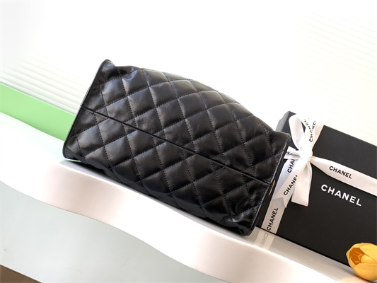 Chanel 25 Small Handbag Shinny Smooth Calfskin Gold Tone Metal Black AS5293