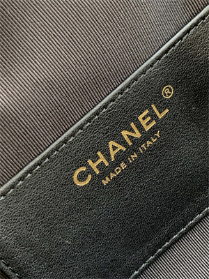 Chanel 25 Medium Handbag Shinny Smooth Calfskin Gold Tone Metal Black AS5311