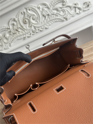 Hermes Jypsiere Togo Leather Silver Tone Metal Gold Color HS