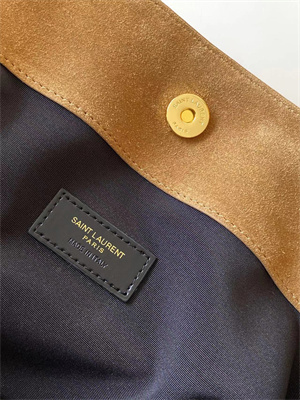 Y.S.L Jamie Shopping Bag In Suede Brown Color