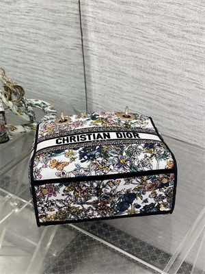 CD Medium Lady D-Lite Bag  Embroidery White Multicolors