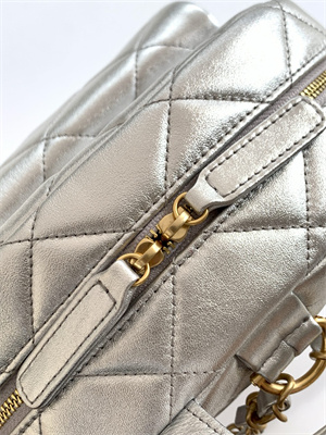 Chanel Backpack Calfskin Gold Tone Metal Silver AS5793