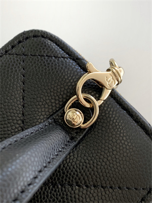 Chanel Long Vanity With Chain Grained Calfskin & Gold-Tone Metal Black AP4933