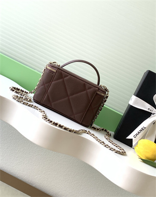 Chanel Long Vanity With Chain Grained Calfskin & Gold-Tone Metal Burgundy AP4933