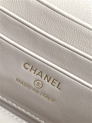 Chanel Long Vanity With Chain Grained Calfskin & Gold-Tone Metal White AP4933