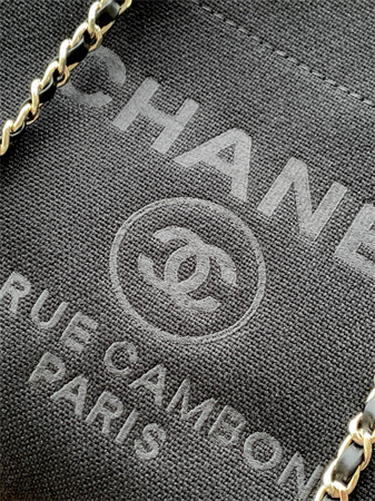 Chanel Deauville Small Shopping Bag Mixed Fibers Gold Tone Metal Black AS3257