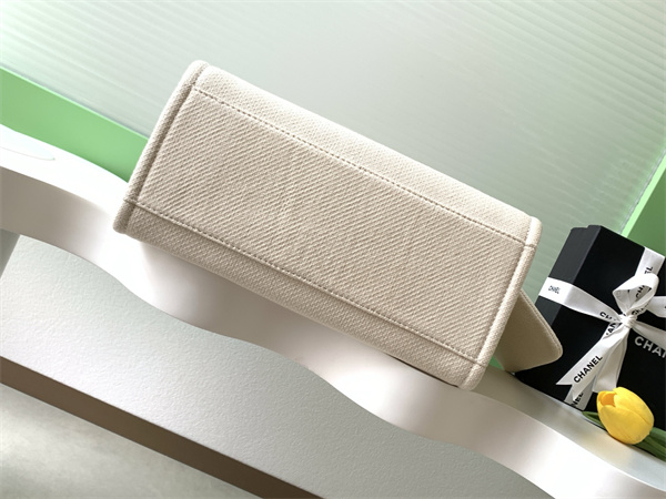 Chanel Deauville Small Shopping Bag Mixed Fibers Gold Tone Metal AS3257